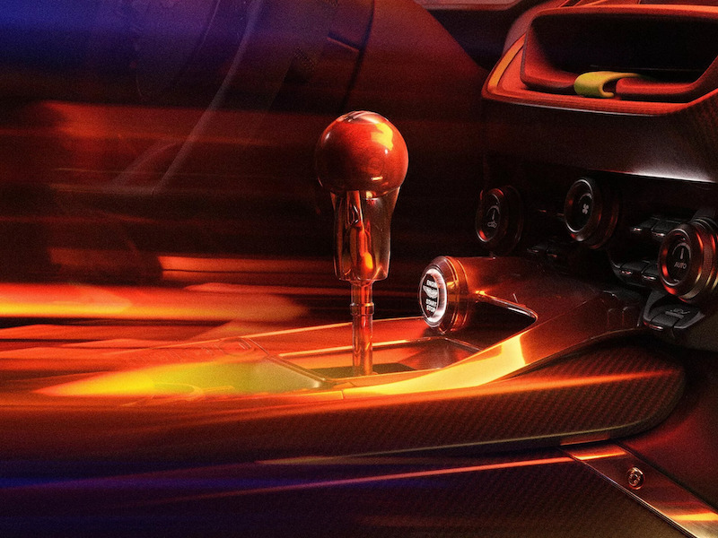 Sport car interior gear shift