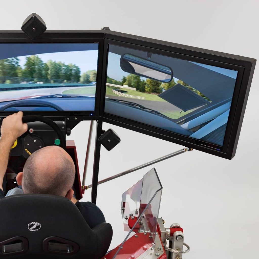 Forcedynamics eracing simulator with man driving