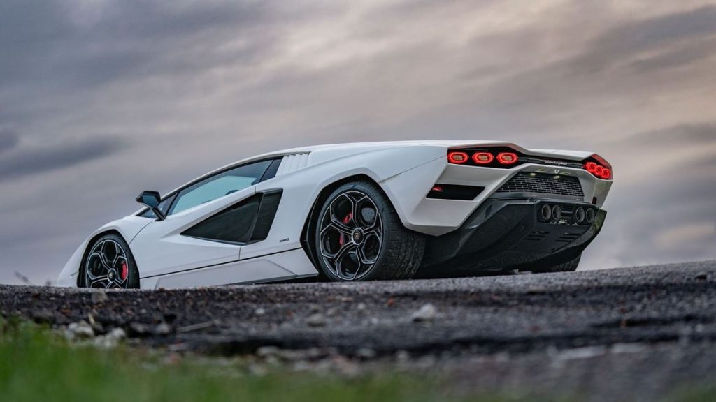 White Lamborghini sports car