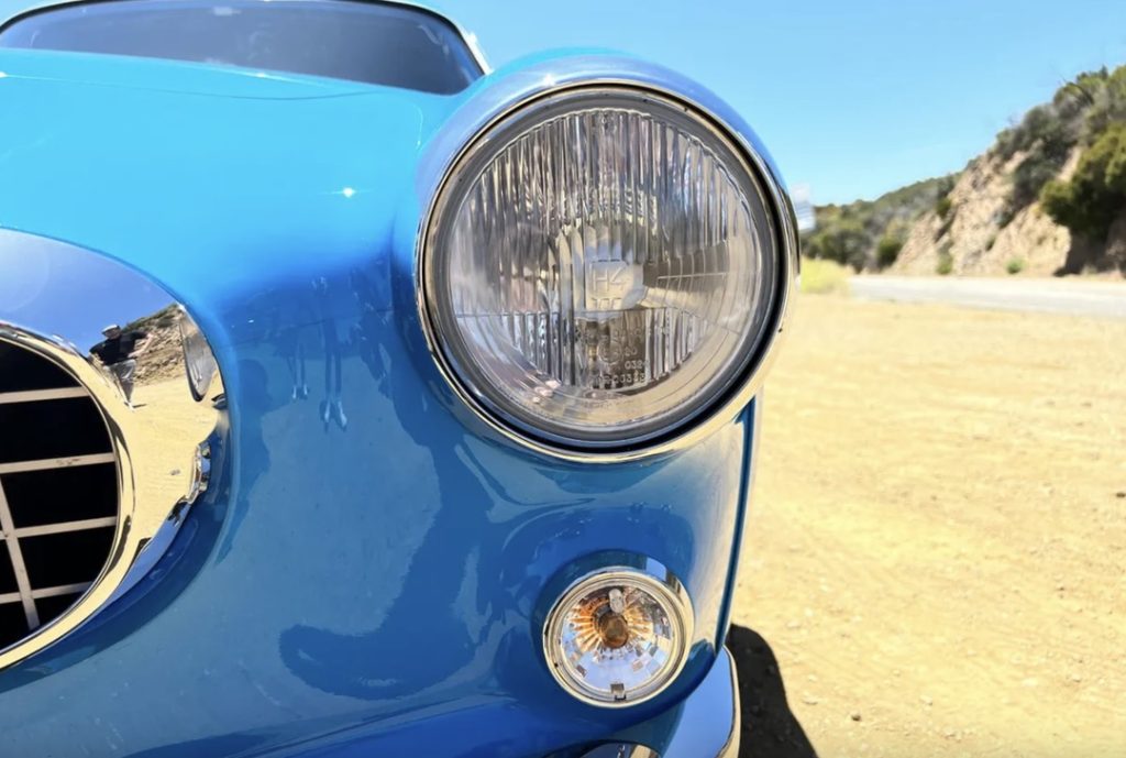 blue sports car front light