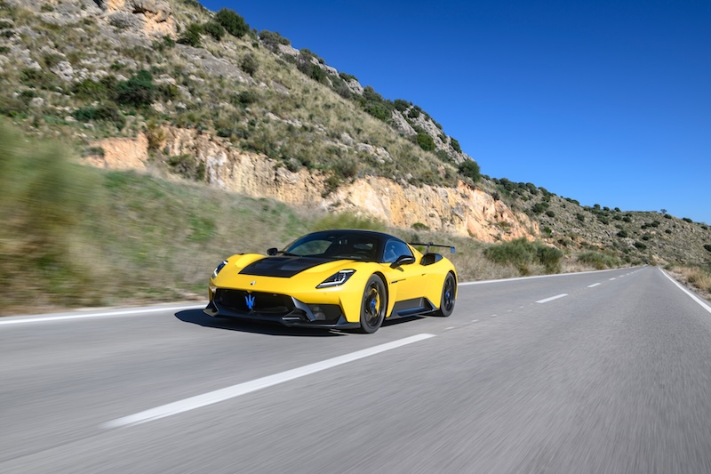 Yellow Maserati sports car