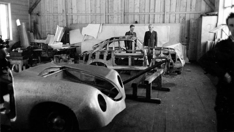 Old Porsche cars being built by hand